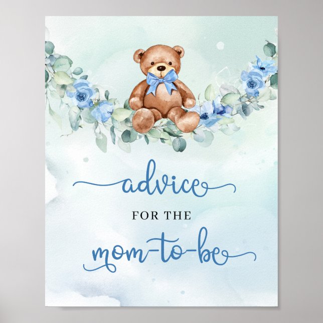 Boho nalle blommigt Advice for the mamma to be Poster (Framsidan)