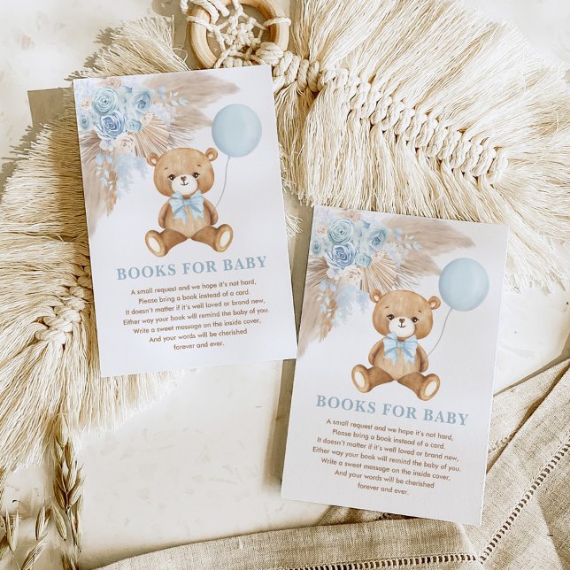 Boho Nalle Blue Balloon Bokar för Pojke Tilläggskort (Skapare uppladdad)