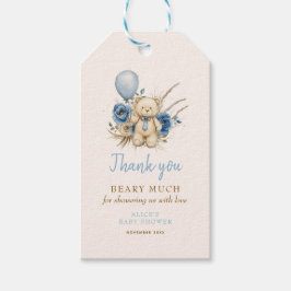 Boho Nalle Blue Barly Wait Baby Shower Favant Presentetikett