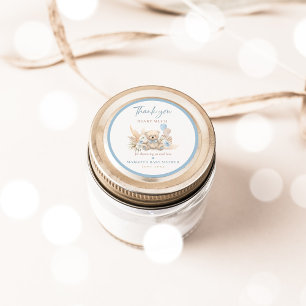 Boho Nalle Blue Barly Wait Baby Shower Favant Runt Klistermärke