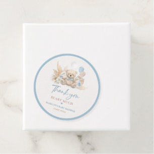 Boho Nalle Blue Barly Wait Baby Shower Gåvor Etiketter
