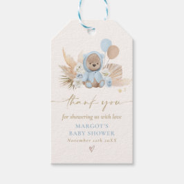 Boho Nalle Blue Barly Wait Baby Shower Presentetikett