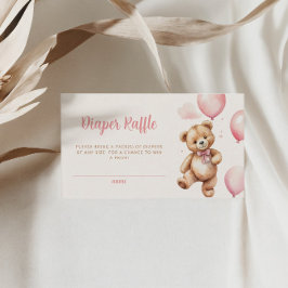 Boho Nalle Diaper Raffle Baby Shower Tilläggskort
