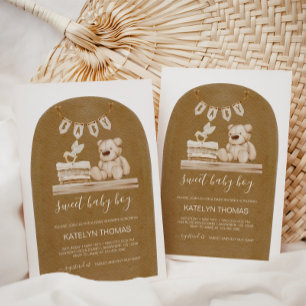 Boho Nalle Gender Neutral Baby Shower Inbjudningar