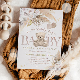 Boho Nalle Gender Neutral Baby Shower Inbjudningar