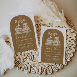 Boho Nalle Gender Reveal Inbjudningar