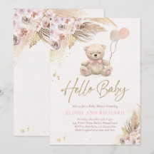 Boho Nalle Girl Rosa Barly Wait Baby Shower
