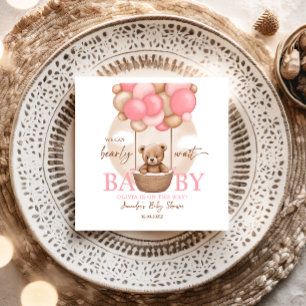 Boho Nalle Girl Rosa Barly Wait Baby Shower Pappersservett