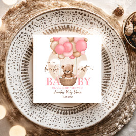 Boho Nalle Girl Rosa Barly Wait Baby Shower Pappersservett