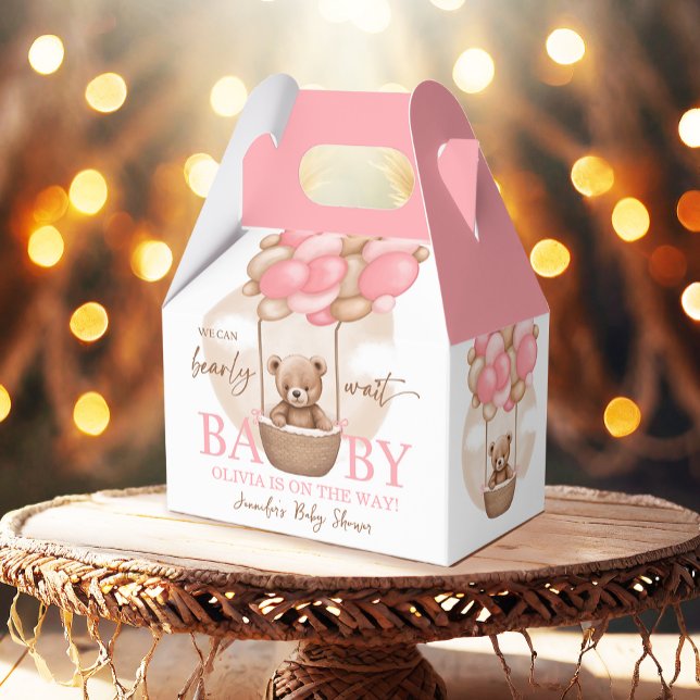 Boho Nalle Girl Rosa Barly Wait Baby Shower Presentaskar (Skapare uppladdad)