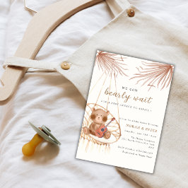 Boho Nalle Guitar Baby Shower Inbjudningar