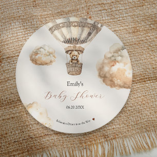 Boho Nalle Luft Balloon Clouds Baby Shower Underlägg Papper Rund