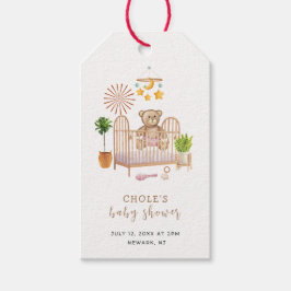 Boho Nalle Nursery Baby Shower Presentetikett