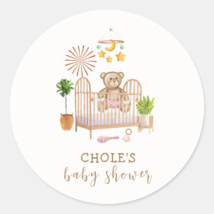 Boho Nalle Nursery Baby Shower Runt Klistermärke