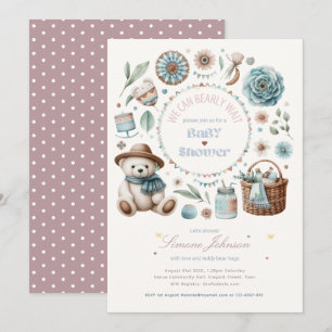 Boho Nalle Picnic Baby Shower Theme Unisex Inbjudningar