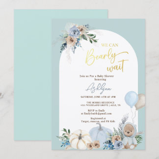 Boho Nalle Pumpkin Boy Barly Baby Shower Inbjudningar