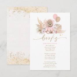 Boho Nalle Rosa Baby Shower Bokar för Baby Tilläggskort