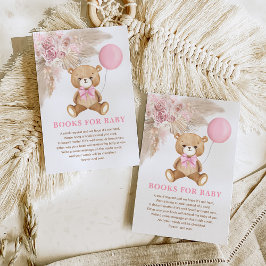 Boho Nalle Rosa Balloon Bokar för Flicka Tilläggskort