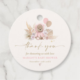 Boho Nalle Rosa Barly Wait Baby Shower Gåvor Etiketter