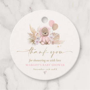 Boho Nalle Rosa Barly Wait Baby Shower Gåvor Etiketter