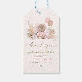 Boho Nalle Rosa Barly Wait Baby Shower Presentetikett