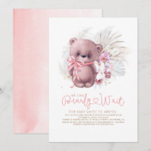 Boho Nalle Rosa Barly Wait Girl Baby Shower