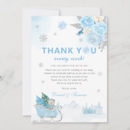 Boho Nalle Snowflake Winter Baby Shower Tack Kort