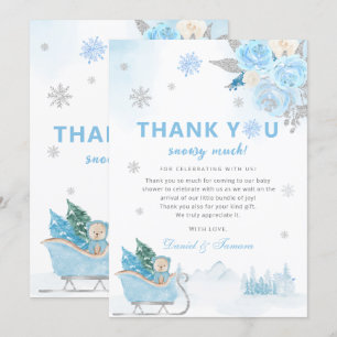 Boho Nalle Snowflake Winter Baby Shower Tack Kort