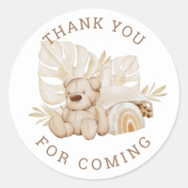 Boho Nalle | Tack Barns födelsedag Party Runt Klistermärke