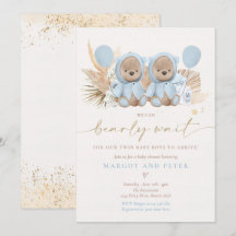 Boho Nalle Twin Boys Barly Wait Baby Shower