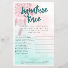 Boho Namnteckning Tävling Baby Shower-spel Flygblad