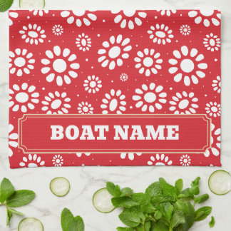 Boho Narrowboat Kanalbåt Pråm Namn Röd Kökshandduk