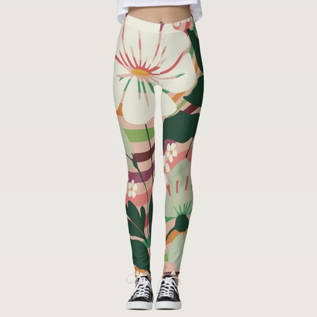 Boho nature älskare blommönster Leggings (Framsida)