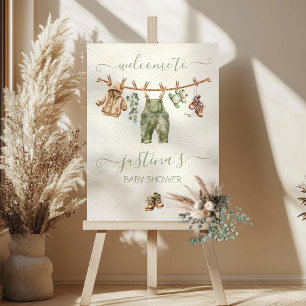 Boho Nature Baby Shower Clothesline Välkomstskylt Poster