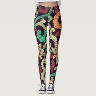 Boho nature blommigt, asian boho zen stil leggings