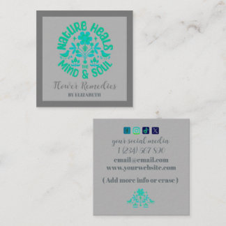 Boho Nature Flowers Birds Energy Healer Fyrkantigt Visitkort