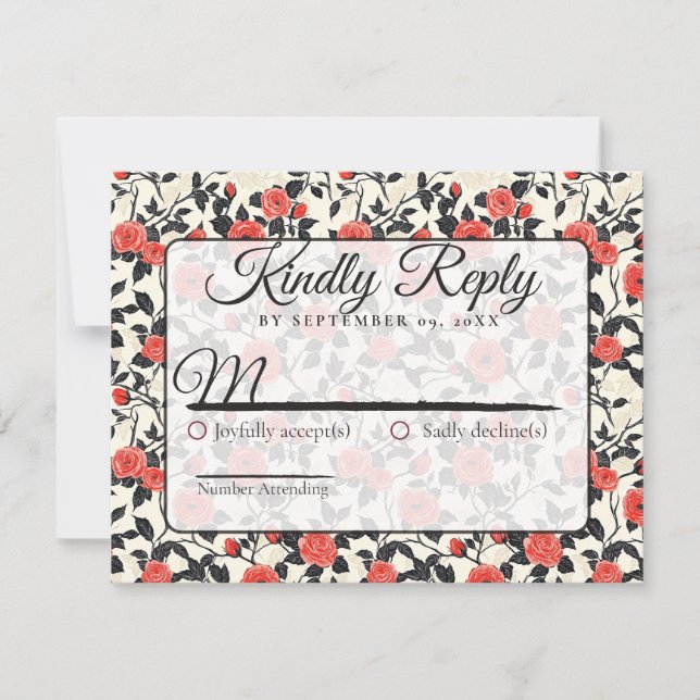 Boho Nature Rose Flower Spring Wedding Rsvp Card OSA Kort (Framsida)