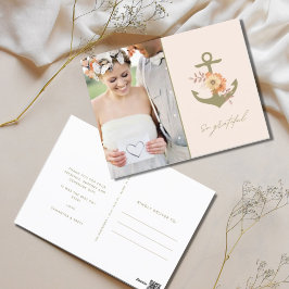 Boho Nautical Bröllop Photo Tack Vykort