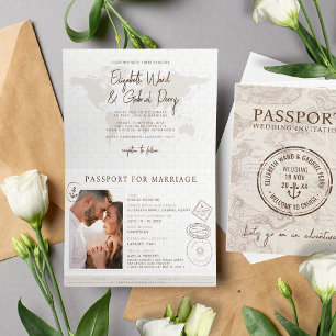 Boho Nautical Passport Destination Wedding Inbjudan