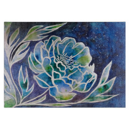 Boho Navy Blue Celestial Dahlia Blommigt Watercolo