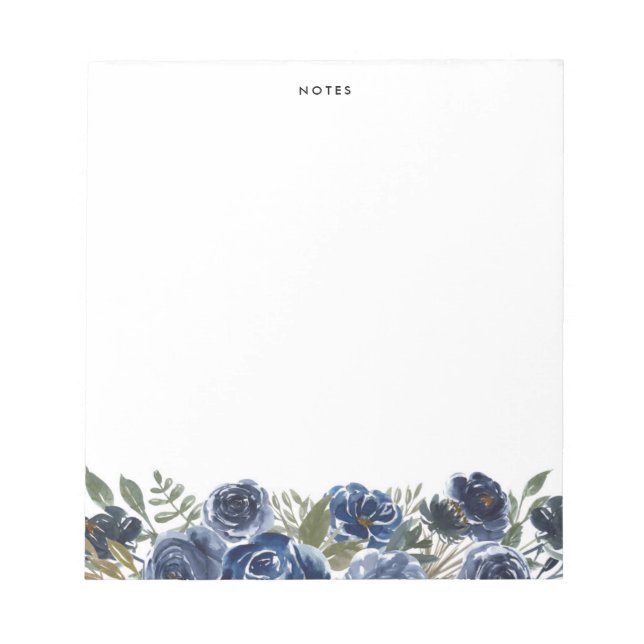 Boho Navy Blue Ro och Peonies Personlig Anteckningsblock (Framsida)