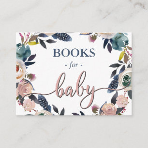 Boho Navy Blue Rosa Shower Sprinkle Bokar för Baby Tilläggskort