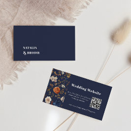 Boho Navy Blue Terracotta Bröllop-kuvert Visitkort