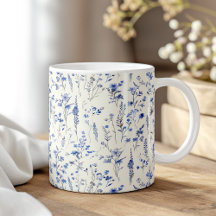Boho Navy Blue Watercolor Wildblommor
