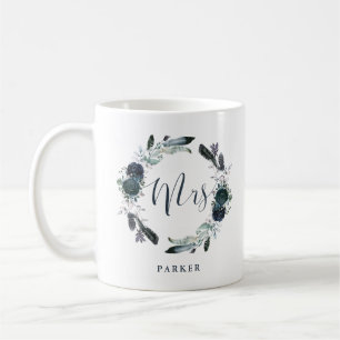 Boho Navy Peony Blommigt WAN Fru Kaffemugg