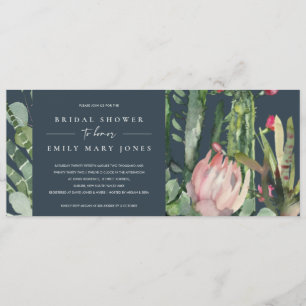 BOHO NAVY ROSA BLOMMIGT CACTI FAUNA MÖHIPPA INBJUDNINGAR