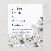 BOHO Navy White Blommigt Pampas Grass Bröllop