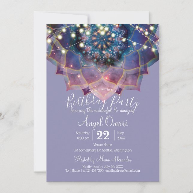 Boho Nebula Bloom | Mandala Design blir Inbjudningar (Framsida)