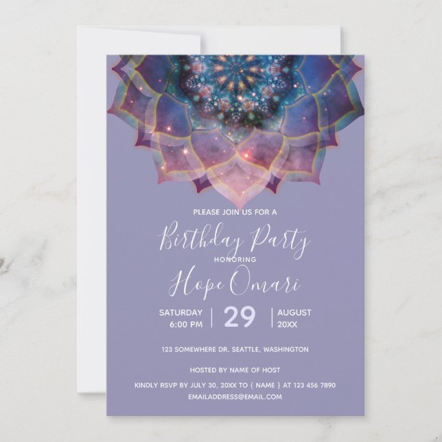Boho Nebula Bloom | Mandala Design blir Inbjudningar (Framsida)