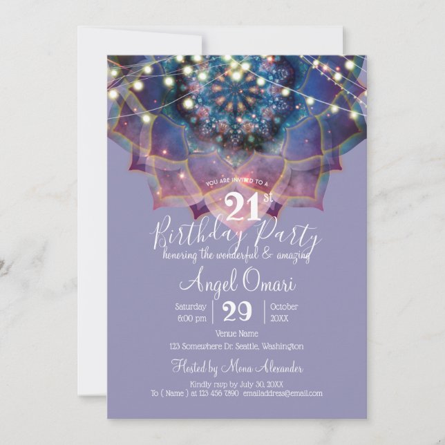Boho Nebula Bloom | Mandala Design blir Inbjudningar (Framsida)